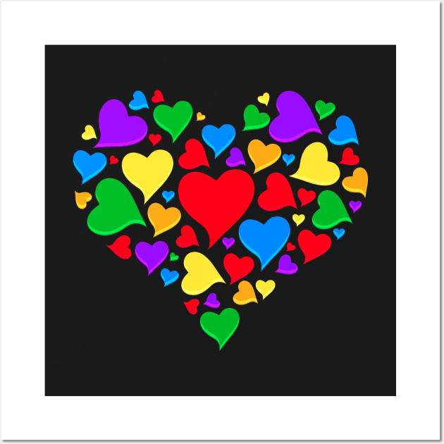 Colorful Hearts Valentines Day Wall Art by RadStar